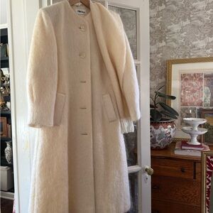 Vintage Weiss Cream Long Mohair Coat